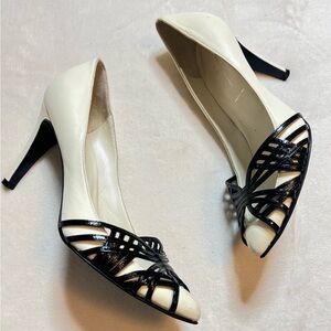 Black and White Leather Heels